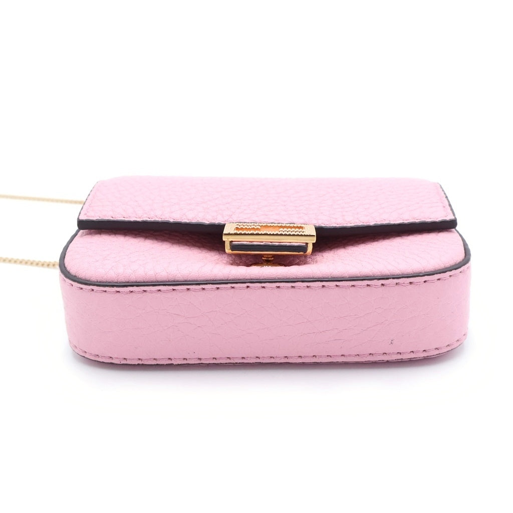 FENDI(フェンディ) ナノバケット チェーンショルダーバッグ ミニバッグ ピンク レザー 7AR844 ゴールド金具 レディース