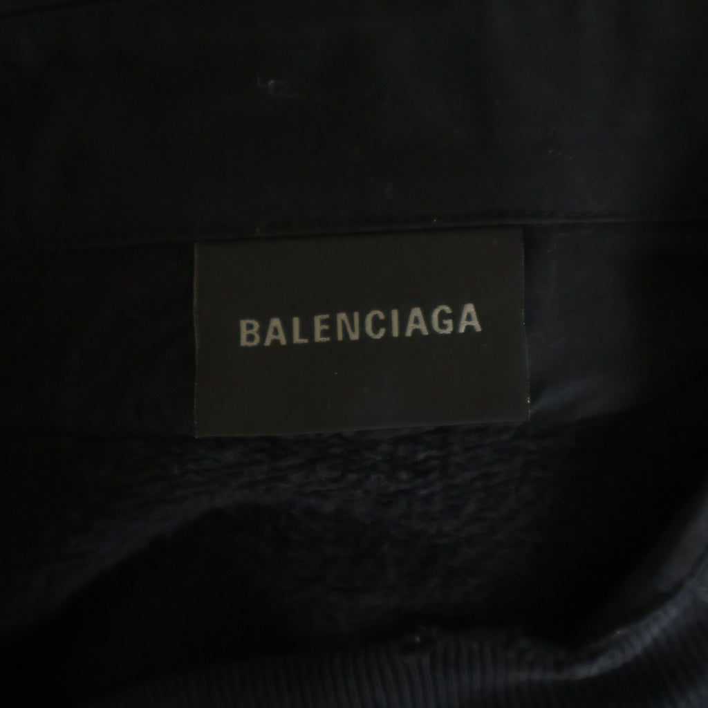 BALENCIAGA(バレンシアガ) BBロゴ刺繍 シャツカラー プリーツスカート プルオーバースウェット ミニ ワンピース グレー レディース 838975
