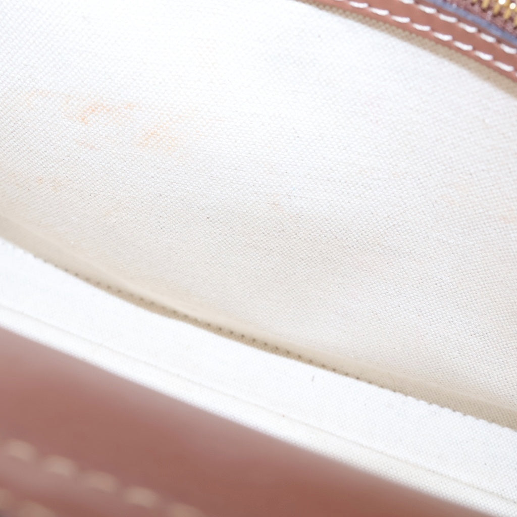 BURBERRY(バーバリー) ミニポケットバッグ ハンドバッグ ショルダーバッグ 2WAYバッグ ブラウン×アイボリー レザー×キャンバス 8039361 ゴールド金具 レディース