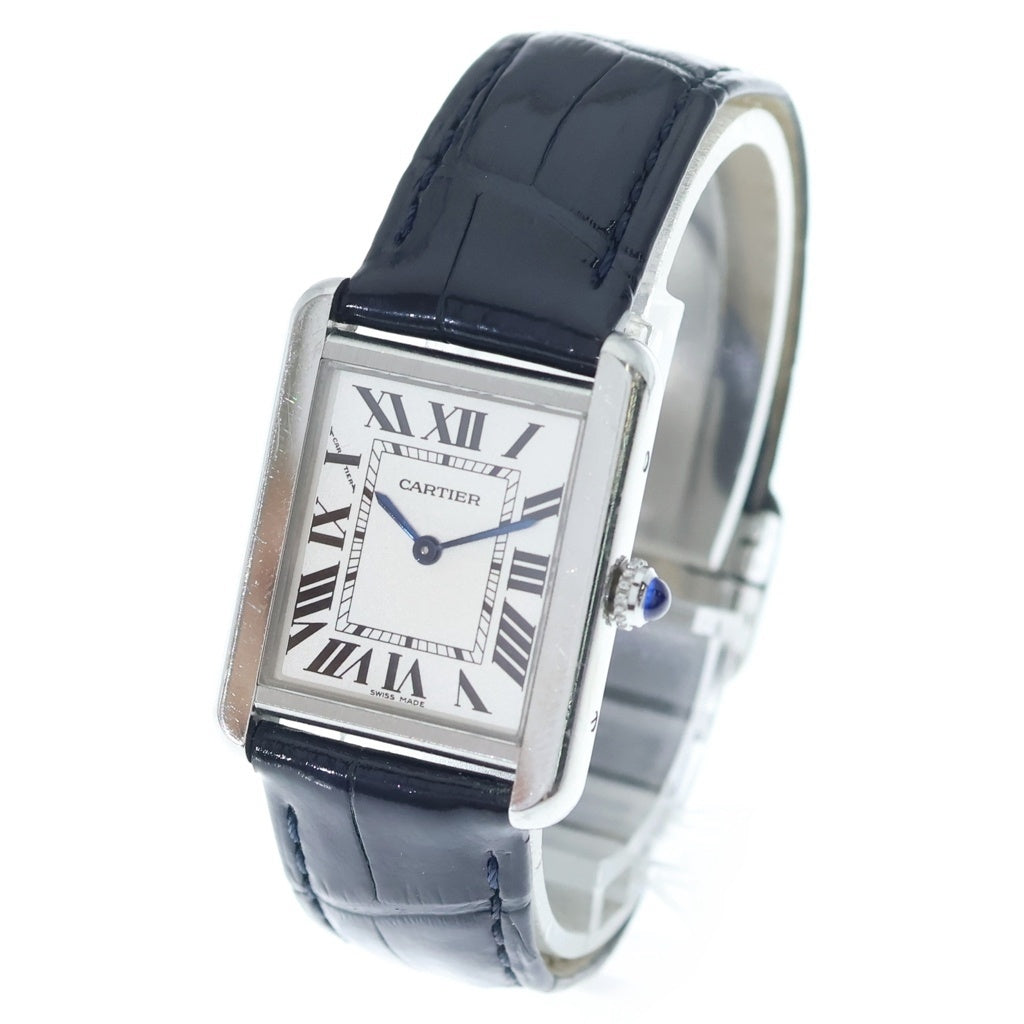 Cartier(カルティエ) タンクソロSM シルバー文字盤 SS×革/QZ ステンレス クォーツ W1018255 腕時計