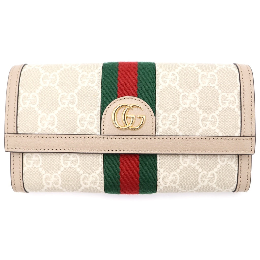 GUCCI(グッチ) GGスプリーム GGコンチネンタルウォレット ベージュ キャンバス×レザー 523153 レディース