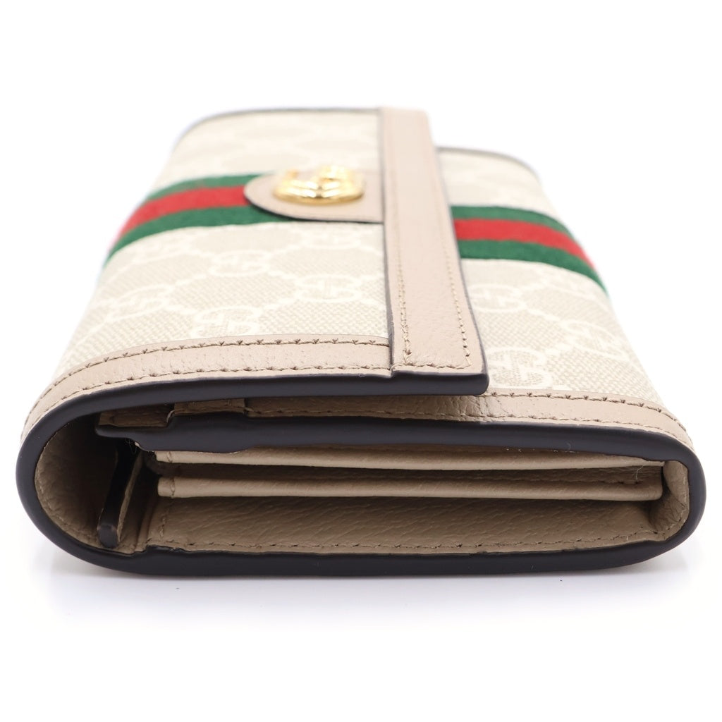 GUCCI(グッチ) GGスプリーム GGコンチネンタルウォレット ベージュ キャンバス×レザー 523153 レディース