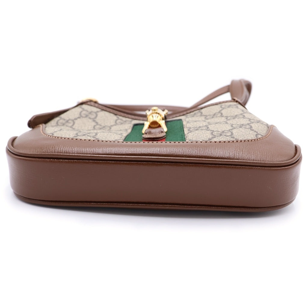 GUCCI(グッチ) GGスプリーム ジャッキー1961 ショルダーバッグ ゴールド金具 キャンバス×レザー ベージュ×ブラウン 637092 レディース