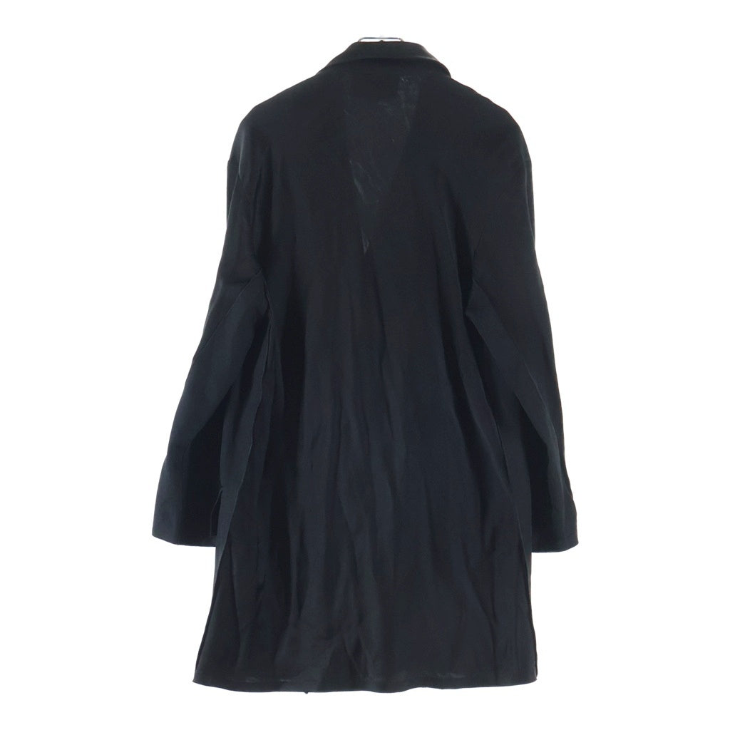 LANVIN(ランバン) シルク混 サテン 1B テーラード ロングジャケット コート ブラック レディース