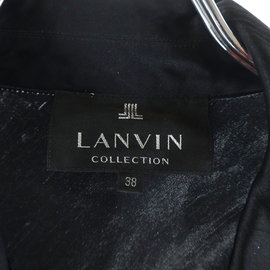 LANVIN(ランバン) シルク混 サテン 1B テーラード ロングジャケット コート ブラック レディース