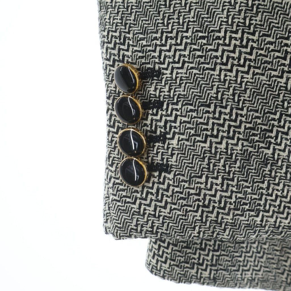 YVES SAINT LAURENT(イヴサンローラン) ツイードテーラードジャケット ブラック×アイボリー #44 レディース