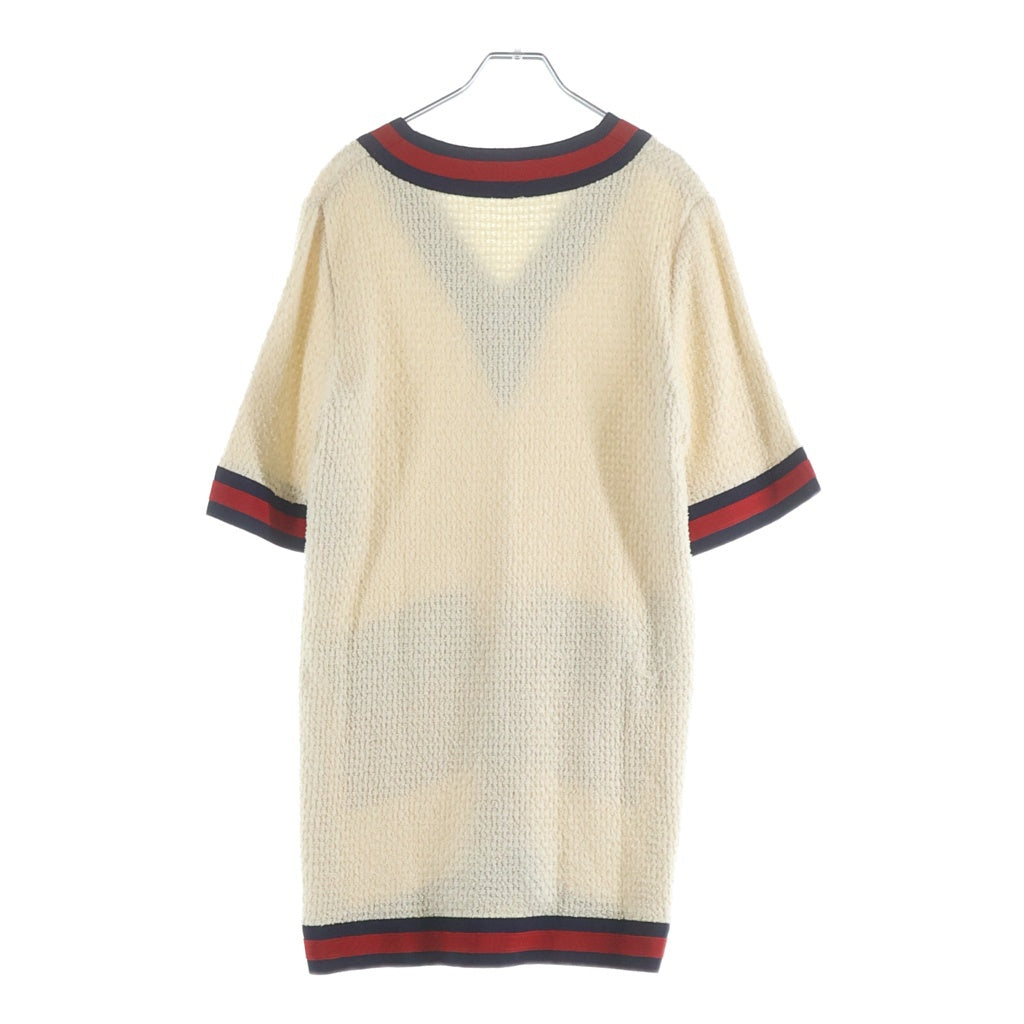 GUCCI(グッチ) シェリーライン Vネック ツイードニット 半袖ワンピース アイボリー レディース 494888