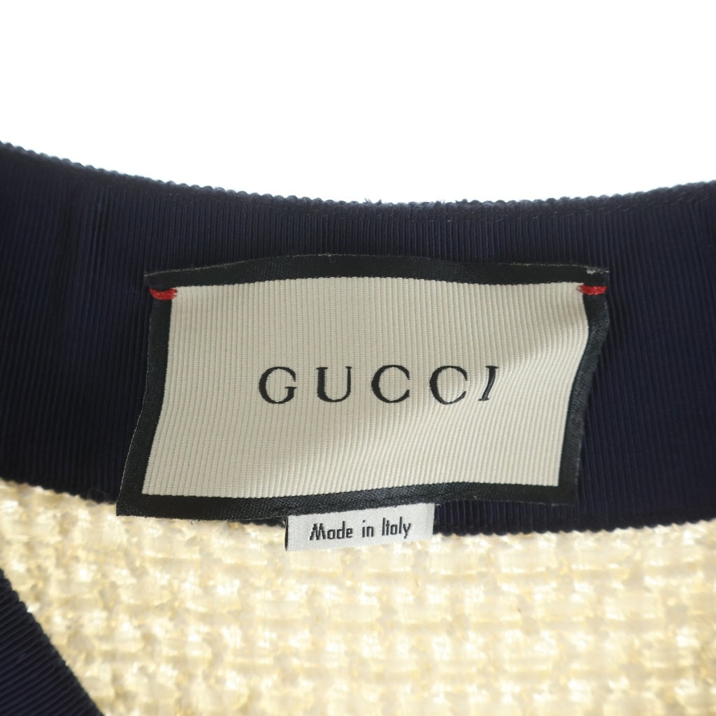 GUCCI(グッチ) シェリーライン Vネック ツイードニット 半袖ワンピース アイボリー レディース 494888
