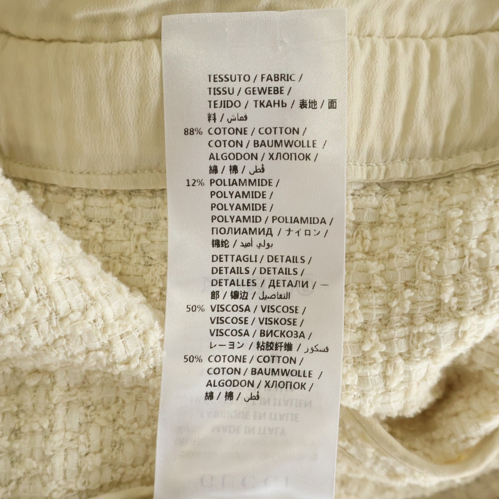 GUCCI(グッチ) シェリーライン Vネック ツイードニット 半袖ワンピース アイボリー レディース 494888