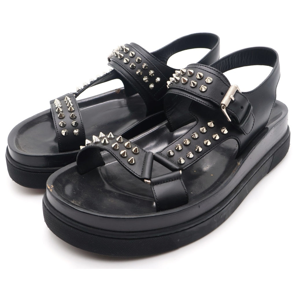 CHRISTIAN LOUBOUTIN(クリスチャンルブタン) スパイクスタッズ レザー ストラップ 厚底サンダル シューズ ブラック
