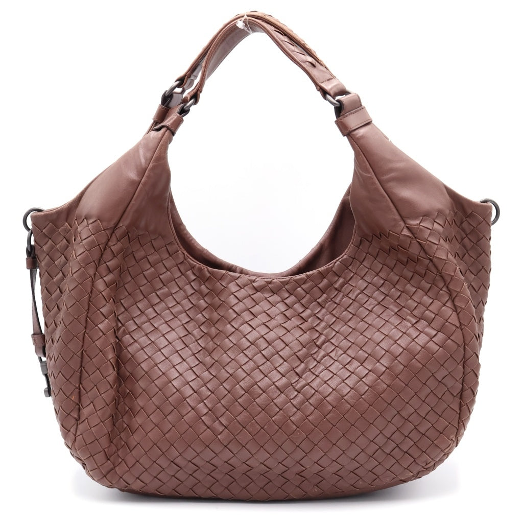BOTTEGA VENETA(ボッテガヴェネタ) イントレチャート トートバック ハンドバッグ ブラウン レザー シルバー金具 レディース