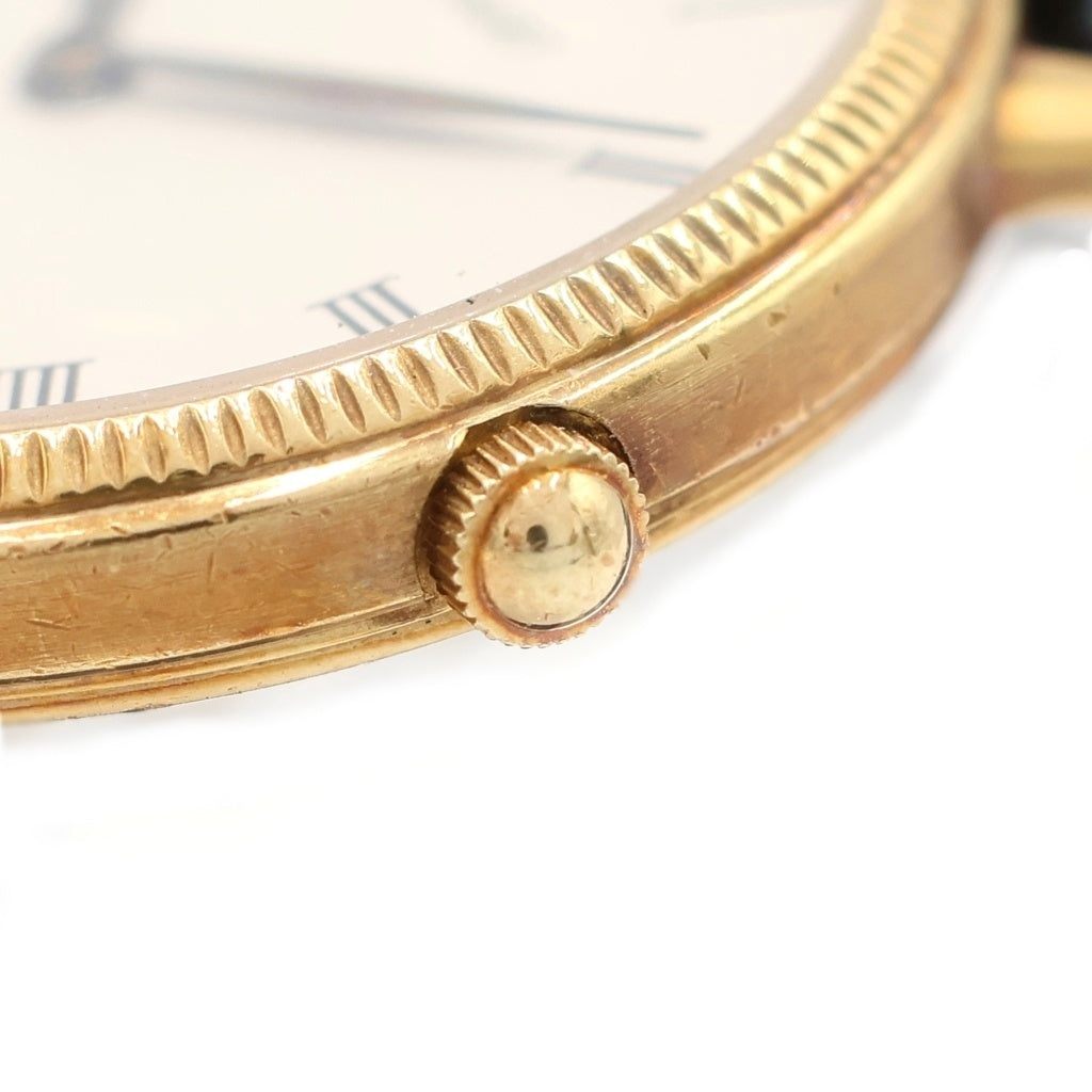 AUDEMARS PIGUET(オーデマ ピゲ) ドレスウォッチ 白文字盤 レザーベルト クォーツ 腕時計 K18YG イエローゴールド/ブラック