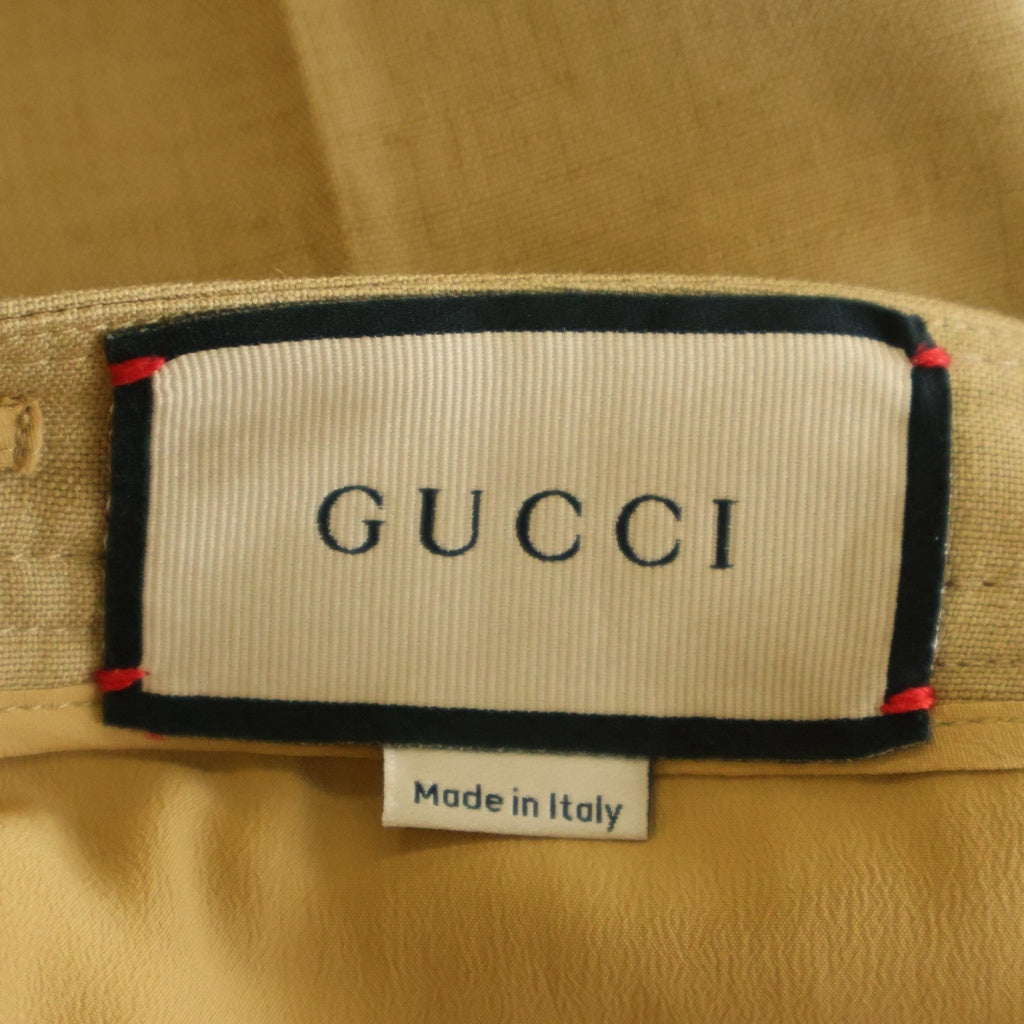 GUCCI(グッチ) リネン混 レーヨン ストレート スラックスパンツ ベージュ レディース 690743