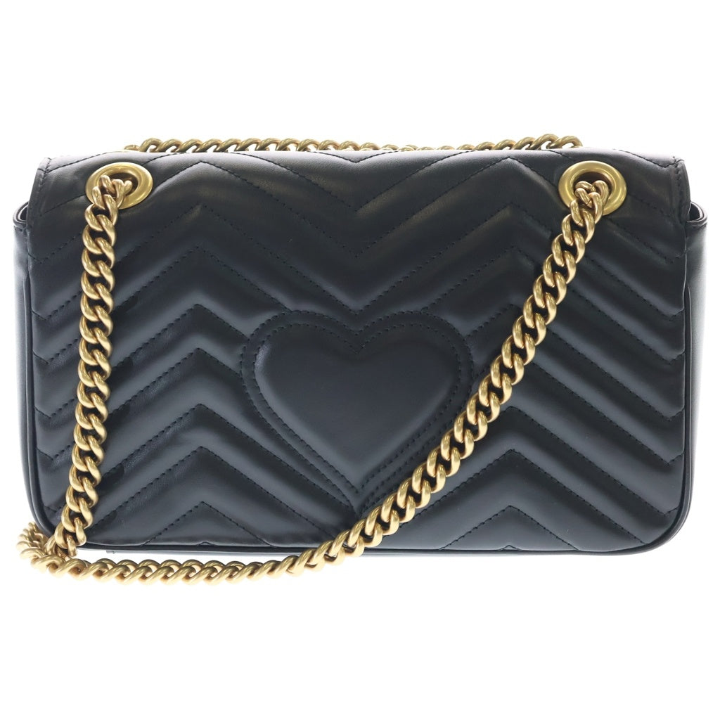 GUCCI(グッチ) GGマーモント チェーンショルダーバッグ ブラック レザー 443497 ゴールド金具 レディース