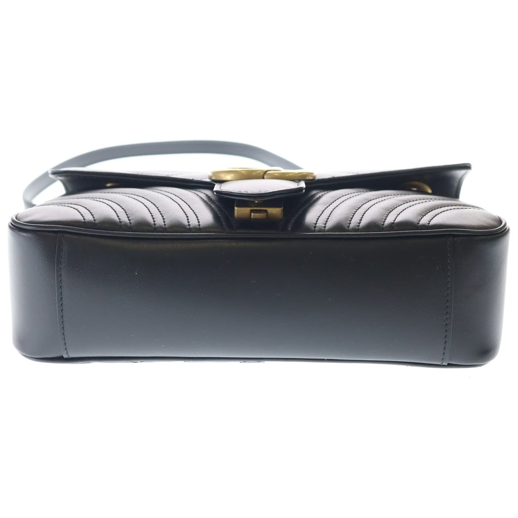 GUCCI(グッチ) GGマーモント チェーンショルダーバッグ ブラック レザー 443497 ゴールド金具 レディース