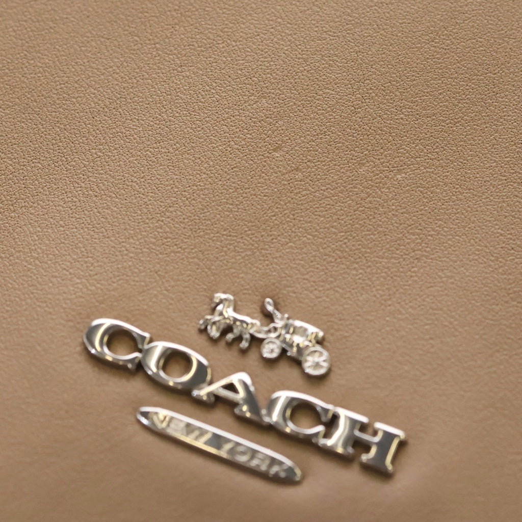 COACH(コーチ) シグネチャー チェーンショルダーバッグ ベージュ PVC レザー CV978 シルバー金具 レディース