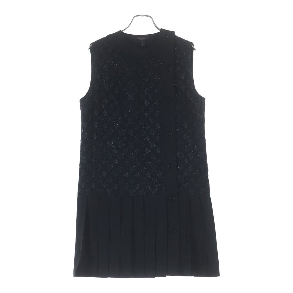 LOUIS VUITTON(ルイヴィトン) モノグラム ノースリーブシルクワンピース ブラック #36 RW202W XGR FJDR37 レディース