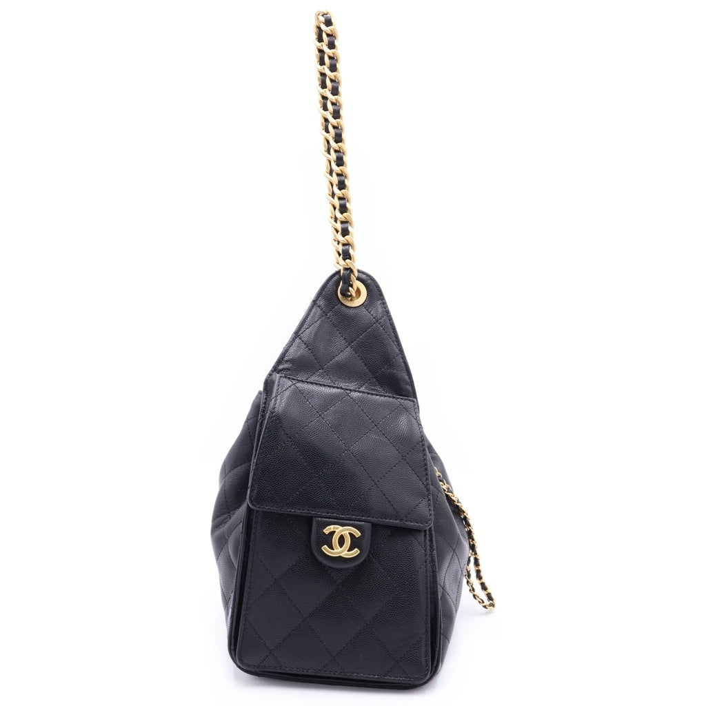 CHANEL(シャネル) シャネル25 スモール キャビアスキン ショルダーバッグ ブラック AS5293 ゴールド金具 レディース
