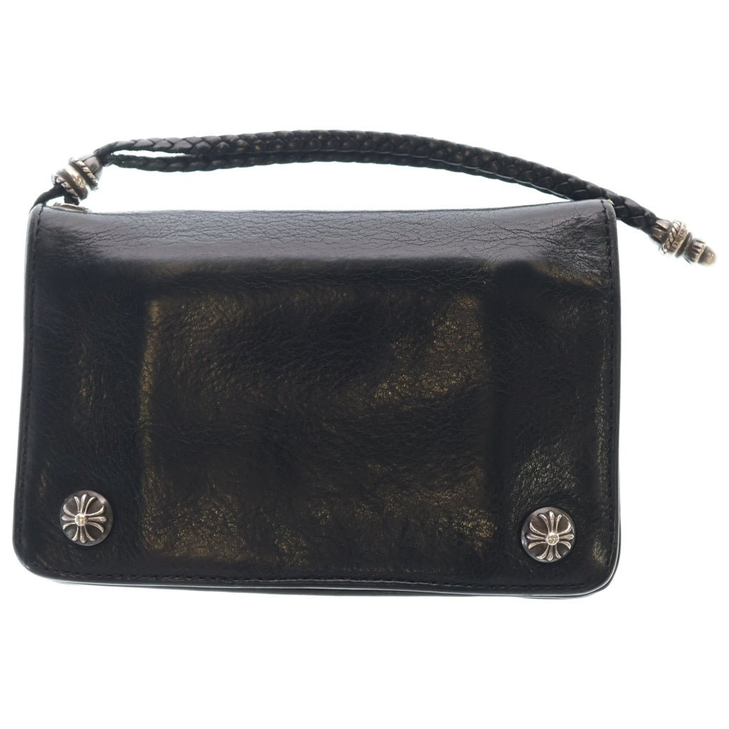 CHROME HEARTS(クロムハーツ) 2ZIP STRAP 2ジップ ストラップ ストラップ付クロスボールボタン レザーウォレット 財布 ブラック