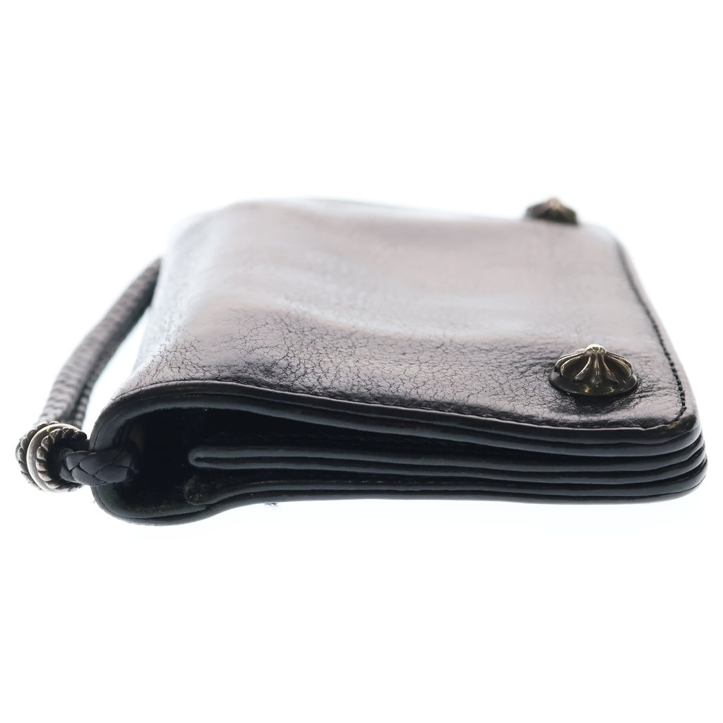 CHROME HEARTS(クロムハーツ) 2ZIP STRAP 2ジップ ストラップ ストラップ付クロスボールボタン レザーウォレット 財布 ブラック