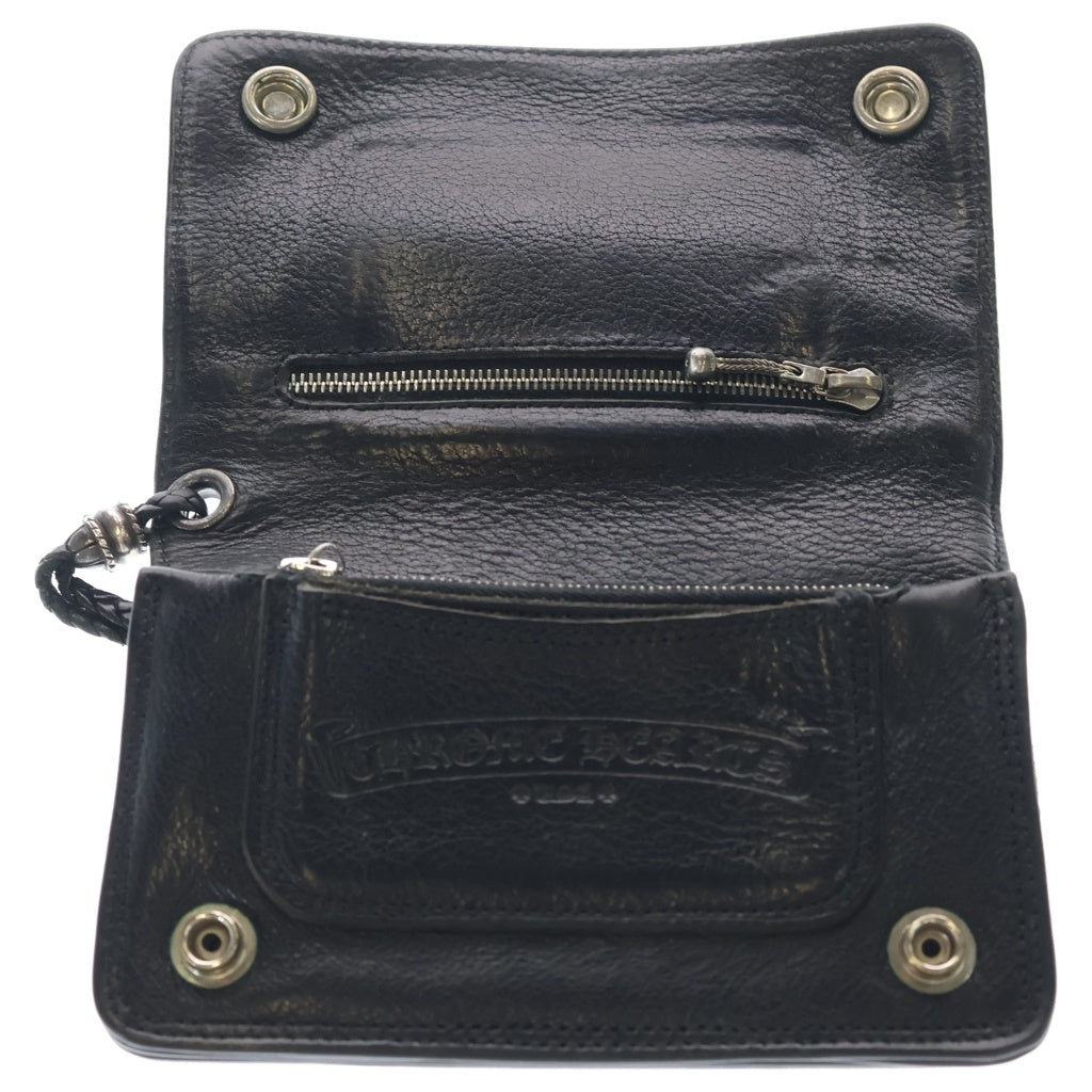 CHROME HEARTS(クロムハーツ) 2ZIP STRAP 2ジップ ストラップ ストラップ付クロスボールボタン レザーウォレット 財布 ブラック