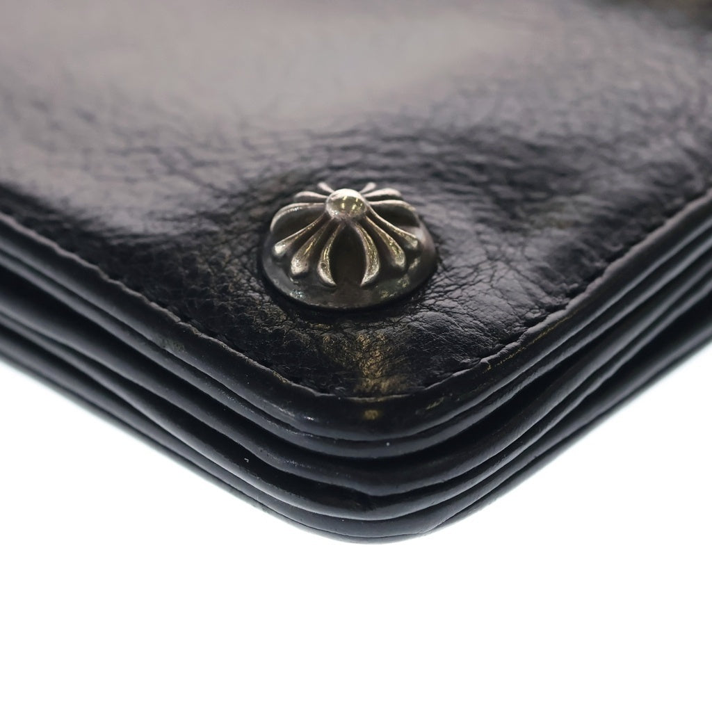 CHROME HEARTS(クロムハーツ) 2ZIP STRAP 2ジップ ストラップ ストラップ付クロスボールボタン レザーウォレット 財布 ブラック