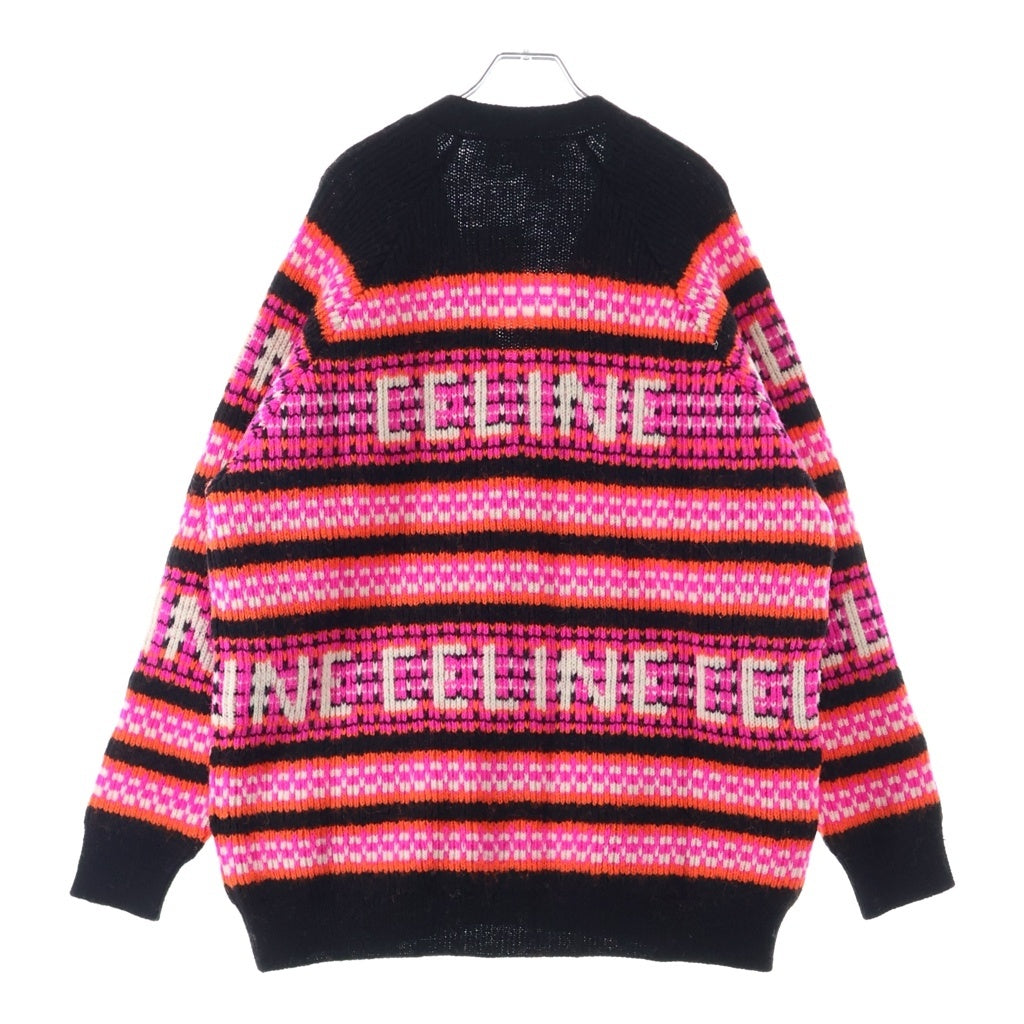 CELINE(セリーヌ) 23SS ロゴジャガード ニット Vネックカーディガン ピンク ウール 2AC91579S レディース