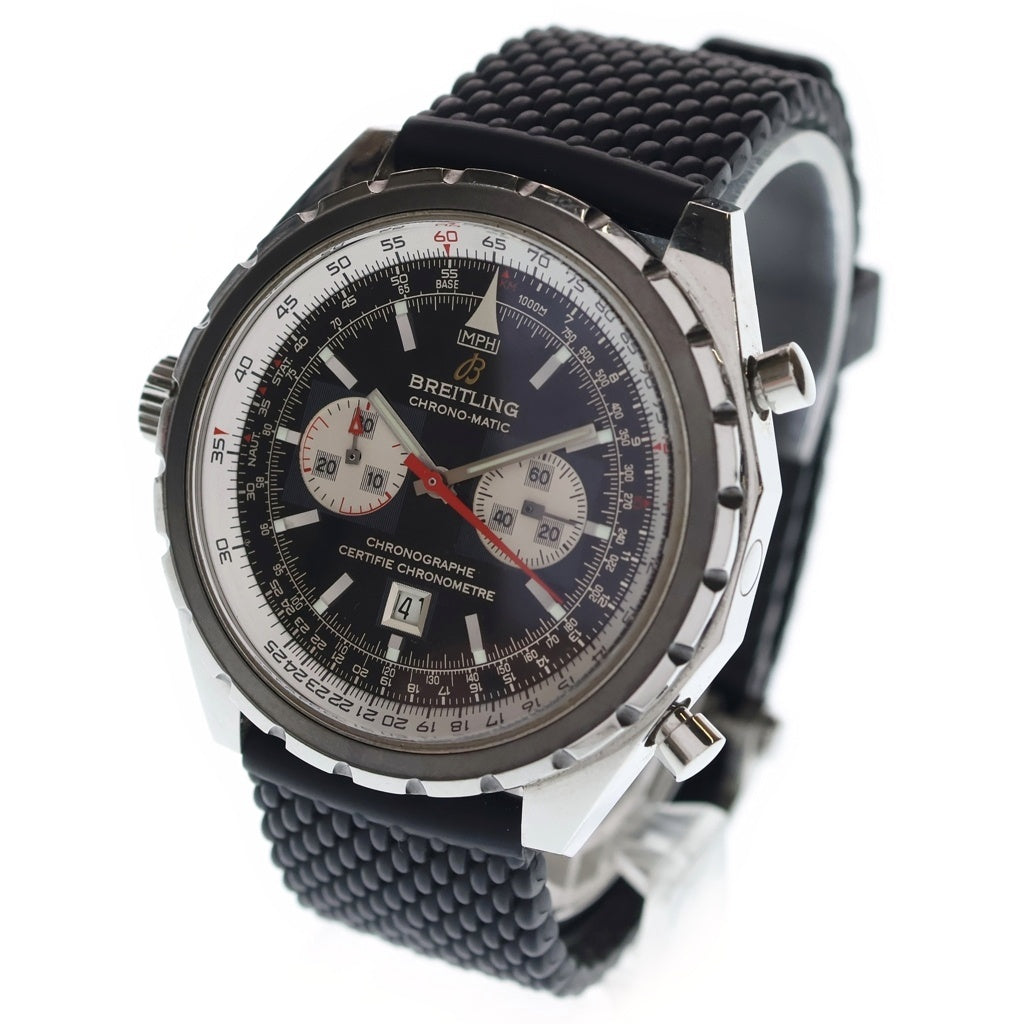BREITLING(ブライトリング) クロノマティック デイト SS×ラバー/AT ステンレス オートマ 自動巻き 腕時計 A41360 黒文字盤