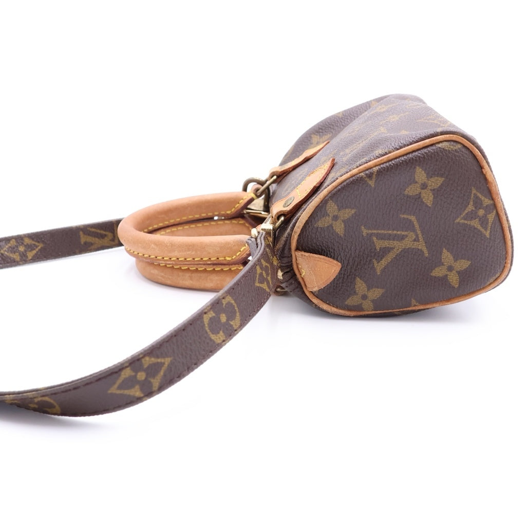 LOUIS VUITTON(ルイヴィトン) モノグラム ミニスピーディ ショルダーバッグ ミニバッグ ブラウン レザー×PVC M41534 ゴールド金具 レディース