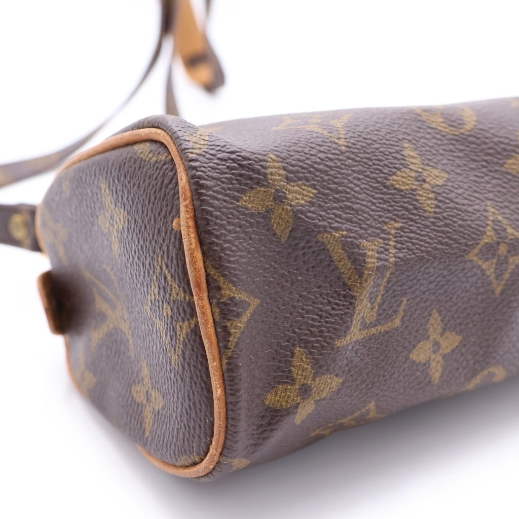 LOUIS VUITTON(ルイヴィトン) モノグラム ミニスピーディ ショルダーバッグ ミニバッグ ブラウン レザー×PVC M41534 ゴールド金具 レディース