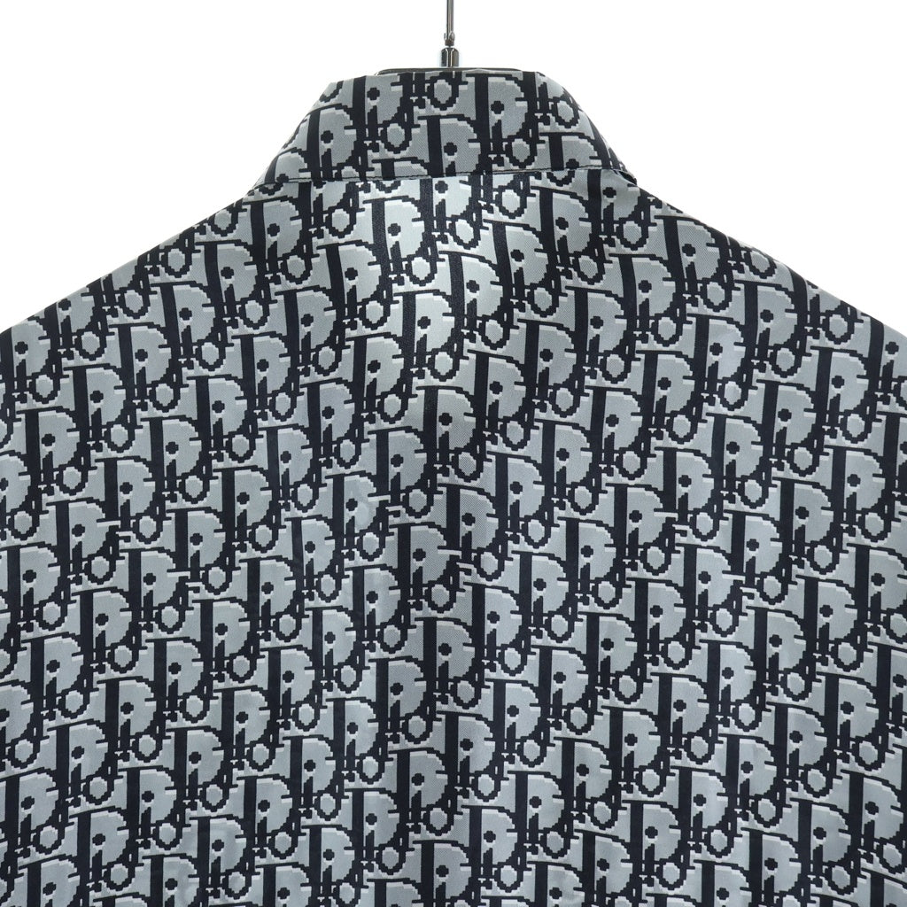 Christian Dior(クリスチャンディオール) OBLIQUE PIXEL SHORT SLEEVE SILK SHIRT オブリークピクセル総柄シルク半袖シャツ グレー 193C545A4751