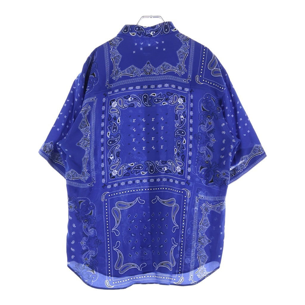 ETRO(エトロ) ペイズリー柄 半袖シャツ 総柄 シルク イタリア製 ブルー