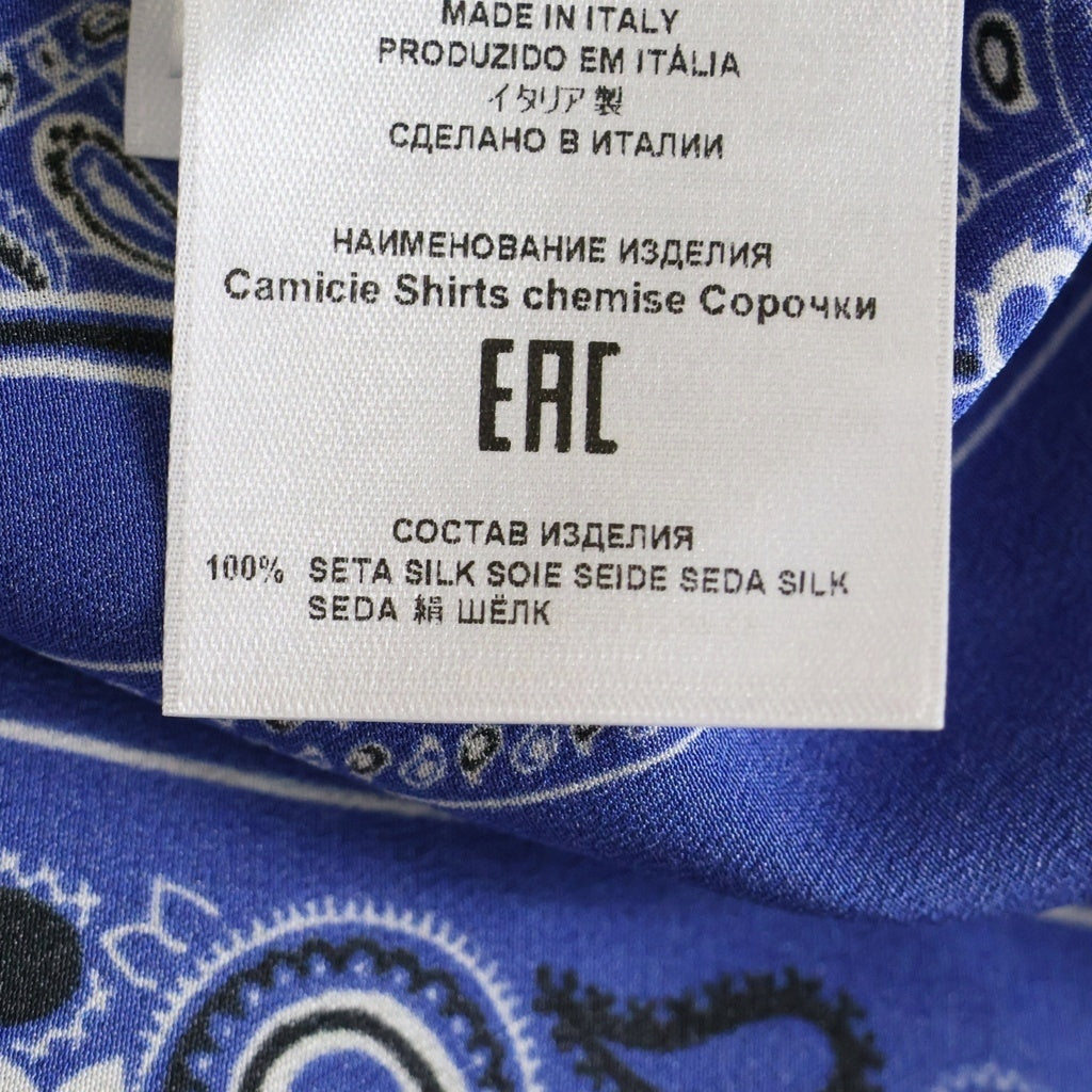 ETRO(エトロ) ペイズリー柄 半袖シャツ 総柄 シルク イタリア製 ブルー