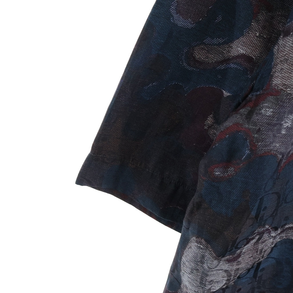 Christian Dior(クリスチャンディオール) ×Peter Doig 21AW ピータードイグ オブリーク 半袖シャツ コットン シルク マルチカラー ネイビー/ブラウン 033C508A5436