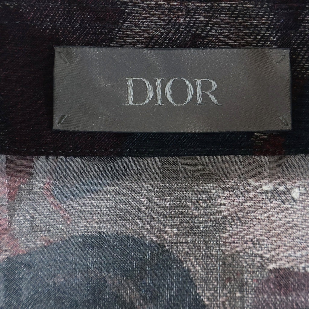 Christian Dior(クリスチャンディオール) ×Peter Doig 21AW ピータードイグ オブリーク 半袖シャツ コットン シルク マルチカラー ネイビー/ブラウン 033C508A5436