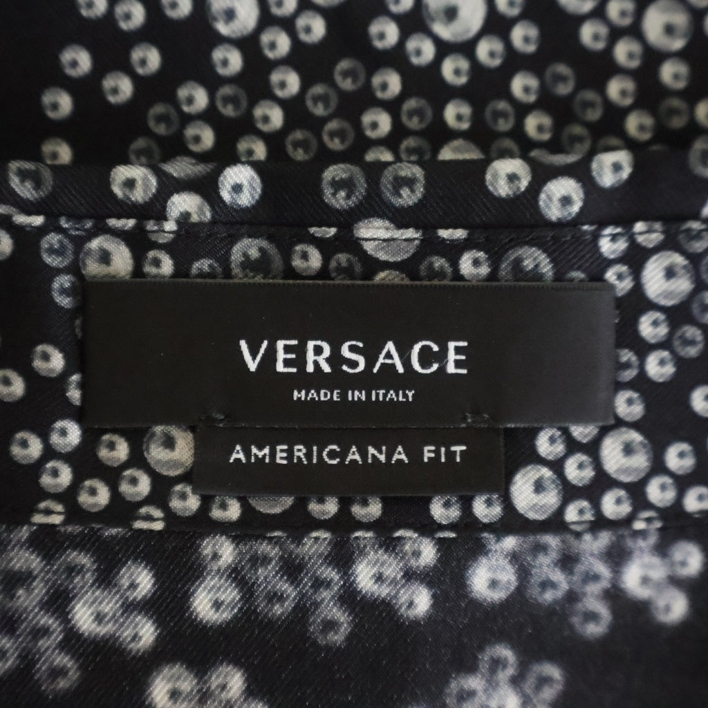 VERSACE(ヴェルサーチ) Repeat Baroque Silk Shirt リピート バロック シルク半袖シャツ ブラック 1003926 1A06140