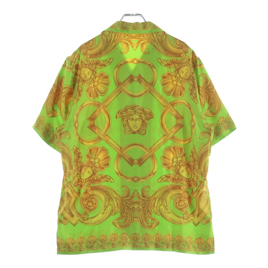 VERSACE(ヴェルサーチ) Barocco 660 Silk Shirt バロック シルクシャツ 半袖シャツ シルク ライム/ゴールド グリーン 1003926 1A05710