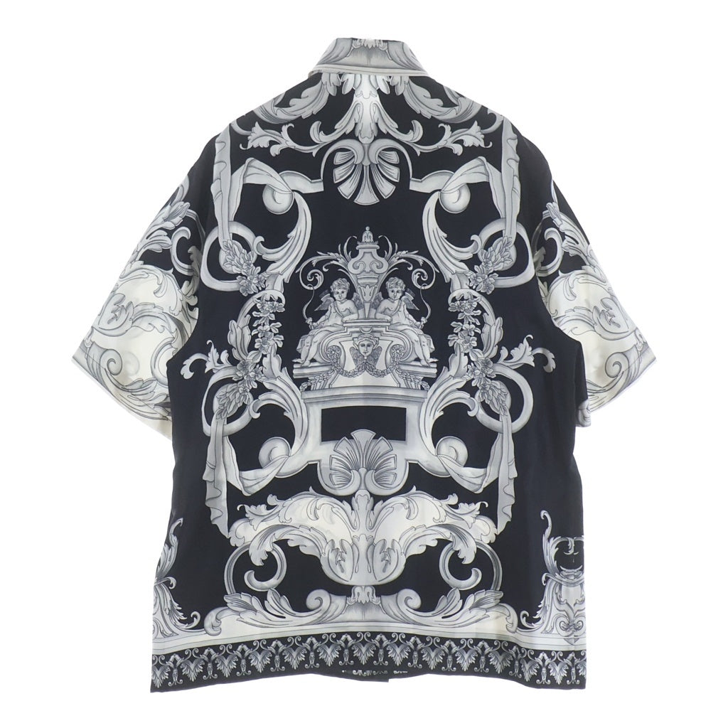VERSACE(ヴェルサーチ) Silver Baroque Silk Shirt シルバーバロック シルクシャツ イタリア製 総柄 ブラック/ホワイト 1003927 1A04155