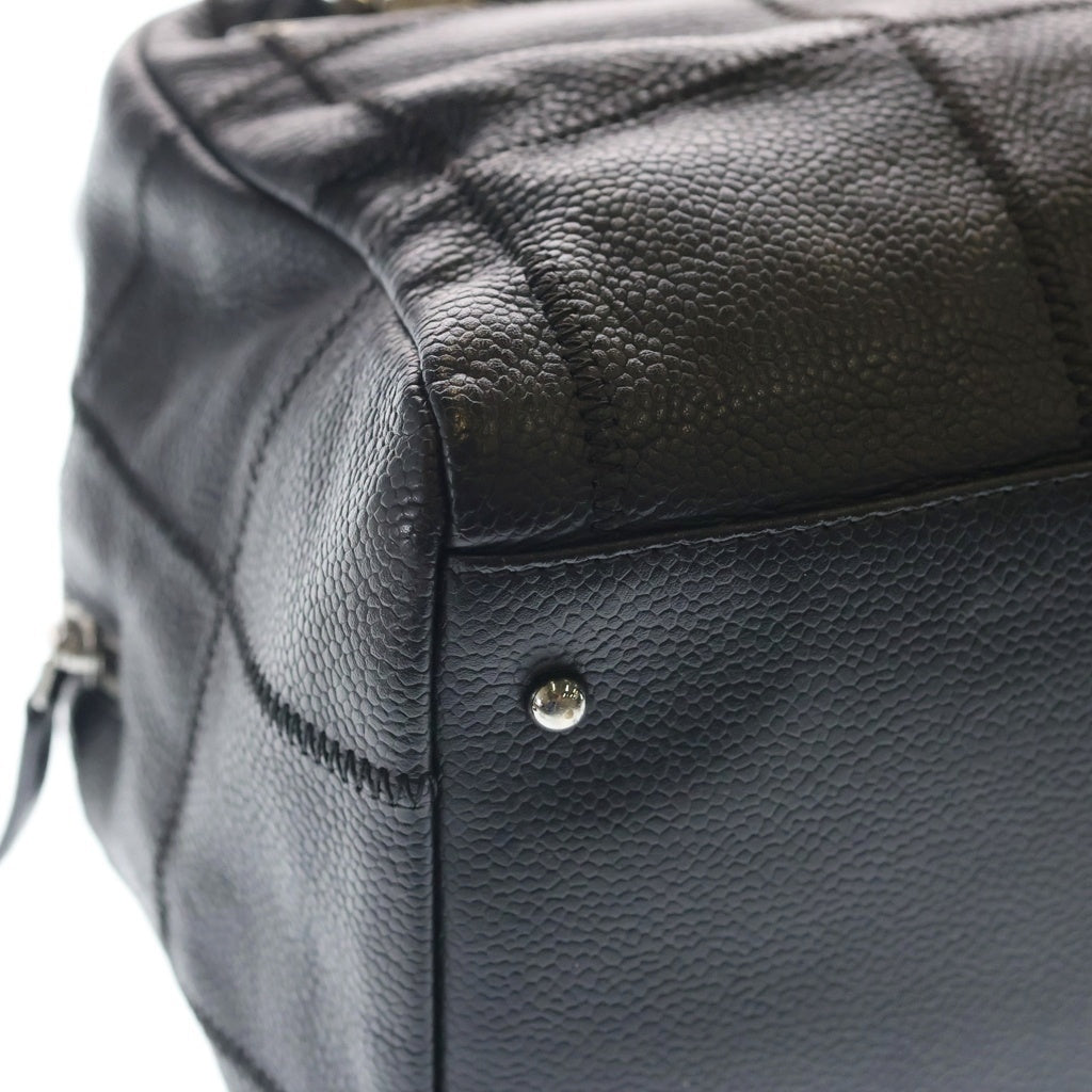 CHANEL(シャネル) チョコバー レザーミニボストン ハンドバッグ シルバー金具 ブラック 9番台 レディース