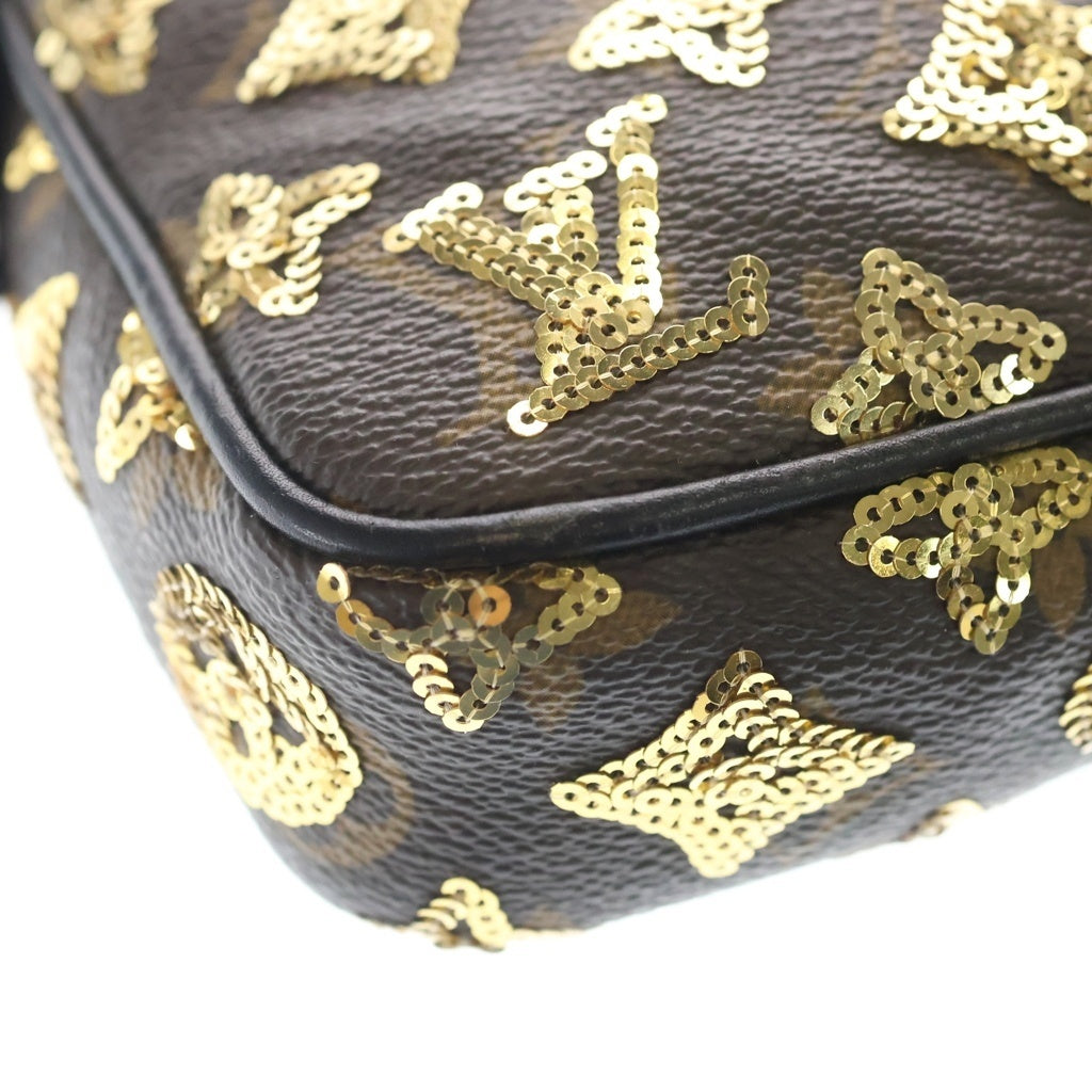LOUIS VUITTON(ルイヴィトン) ポシェット アクセソワール モノグラムエクリプス スパンコール PVC レザー ハンドバッグ アクセサリーポーチ ブラウン M40248 レディース