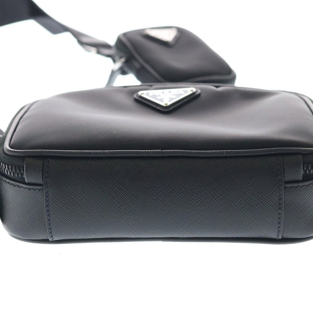 PRADA(プラダ) Re-Nylon サフィアーノ ショルダーバッグ ナイロン トライアングルロゴ 三角プレート ブラック 2VH070 レディース