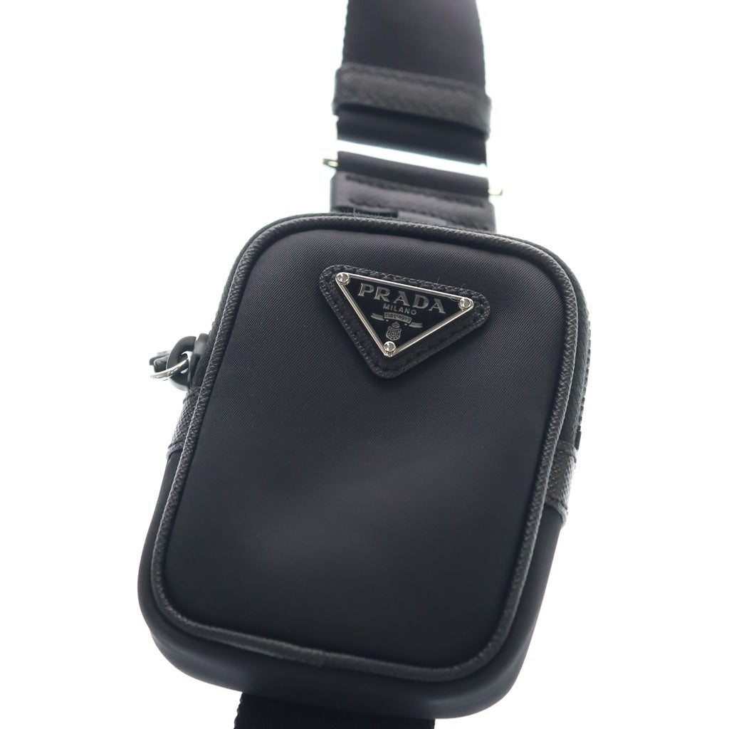 PRADA(プラダ) Re-Nylon サフィアーノ ショルダーバッグ ナイロン トライアングルロゴ 三角プレート ブラック 2VH070 レディース