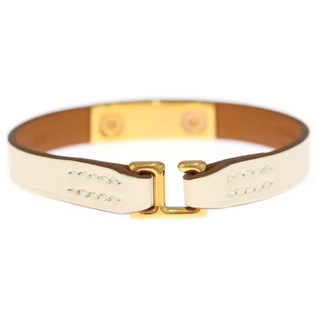HERMES(エルメス) ミニ リヴァル レザーブレスレット ホワイト×ゴールド B刻印 レディース