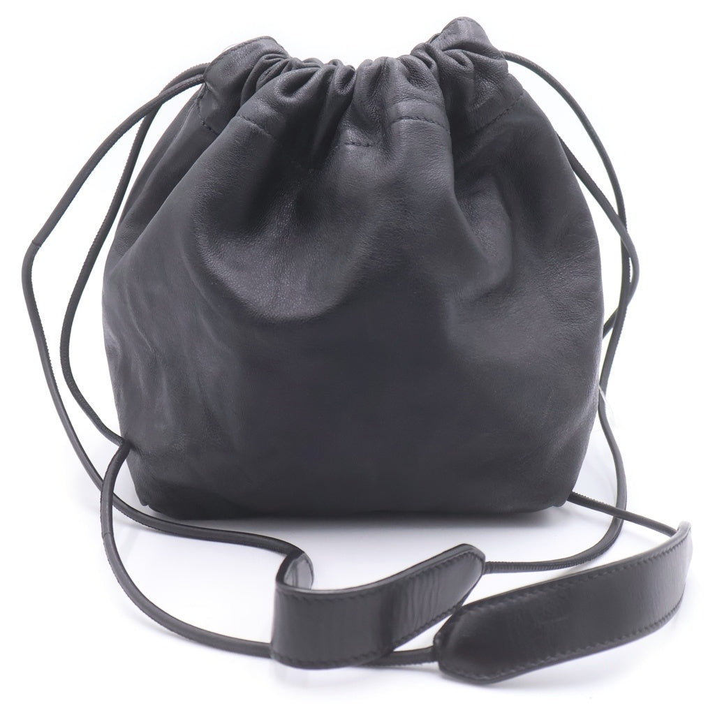JIL SANDER NAVY(ジルサンダーネイビー) ドローストリング ハンドバッグ ミニバッグ ブラック レザー レディース