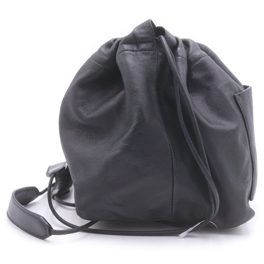 JIL SANDER NAVY(ジルサンダーネイビー) ドローストリング ハンドバッグ ミニバッグ ブラック レザー レディース