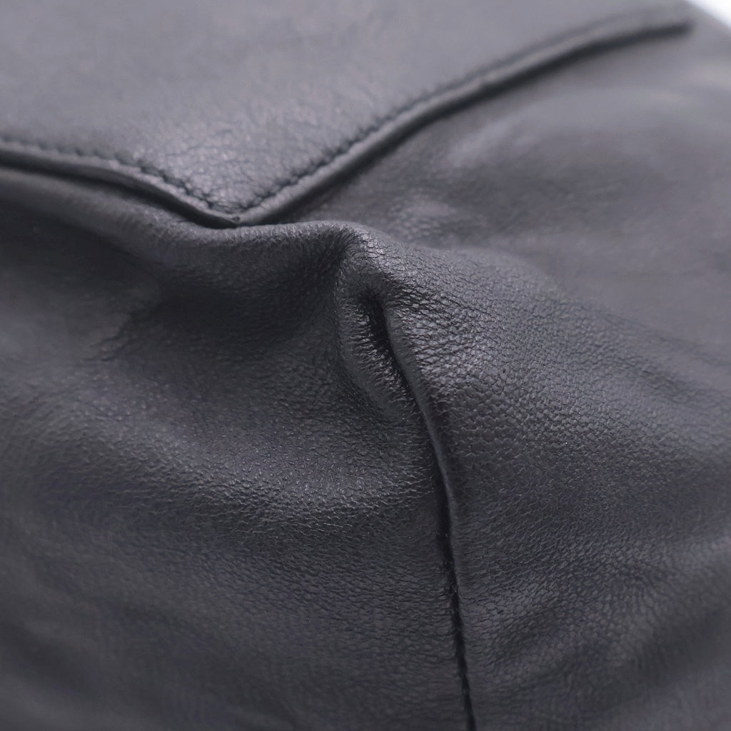 JIL SANDER NAVY(ジルサンダーネイビー) ドローストリング ハンドバッグ ミニバッグ ブラック レザー レディース