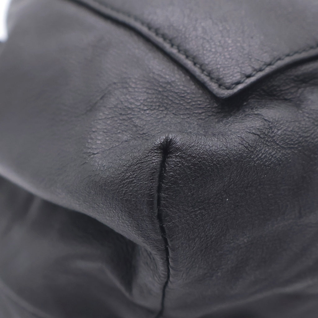 JIL SANDER NAVY(ジルサンダーネイビー) ドローストリング ハンドバッグ ミニバッグ ブラック レザー レディース