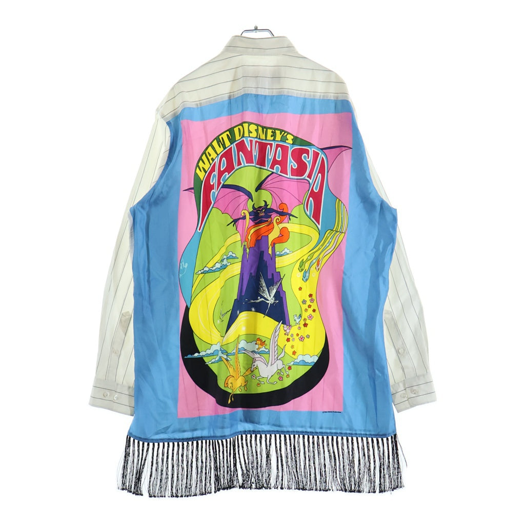 STELLA McCARTNEY(ステラマッカートニー) ×ディズニー バックプリント 裾フリンジ ストライプシャツ ホワイト×マルチカラー #L