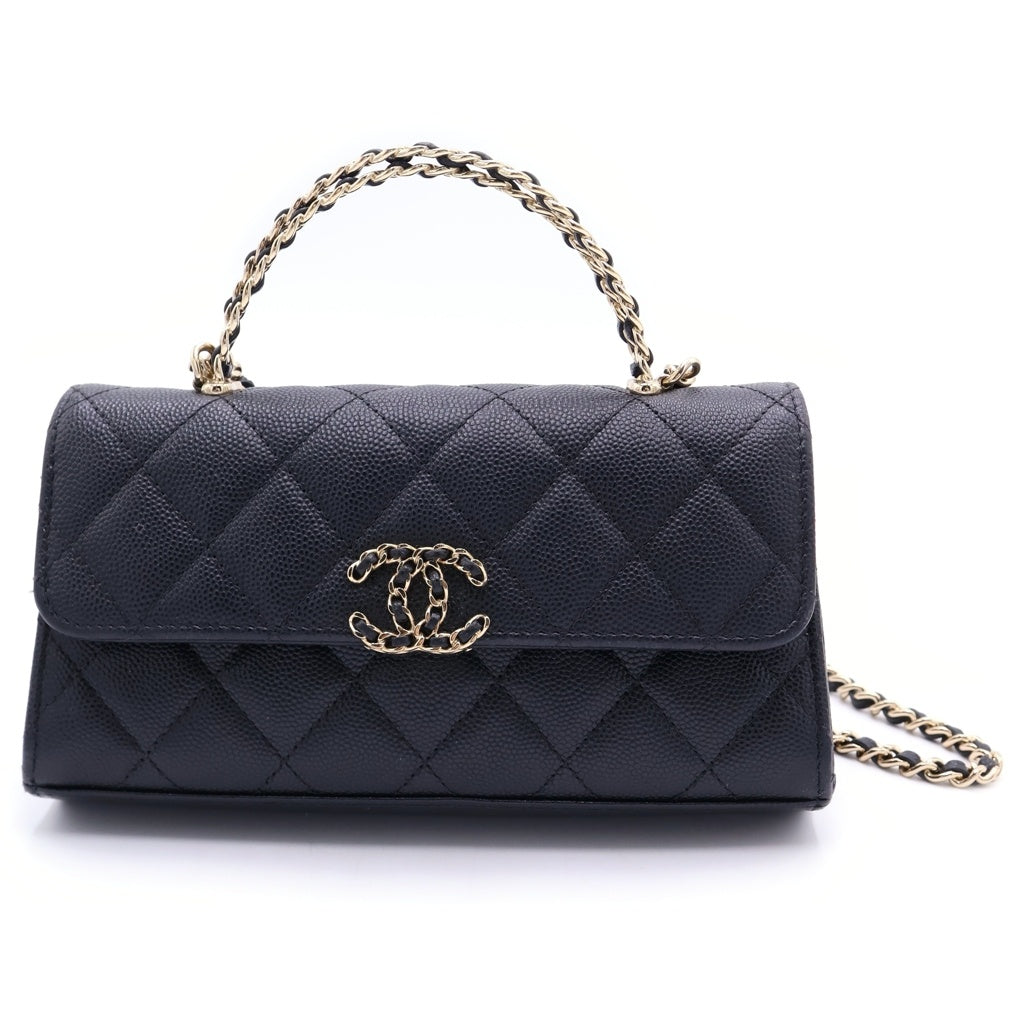 CHANEL(シャネル) マトラッセ キャビアスキン ゴールド金具 フォンケース チェーン ショルダーバッグ AP3238 ブラック レディース