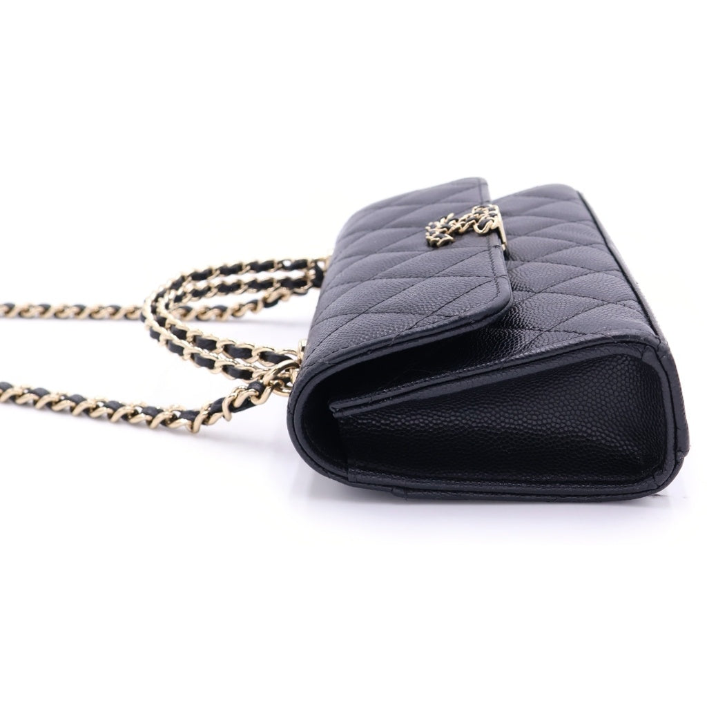 CHANEL(シャネル) マトラッセ キャビアスキン ゴールド金具 フォンケース チェーン ショルダーバッグ AP3238 ブラック レディース